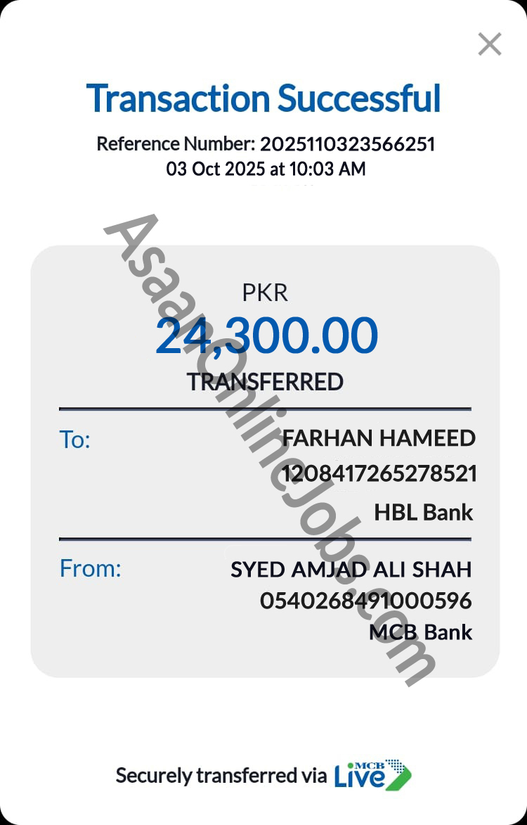 Payment Proof Rs.24,300