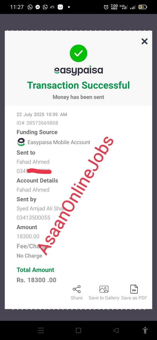 Proofreading Payment Proof Rs.24,700