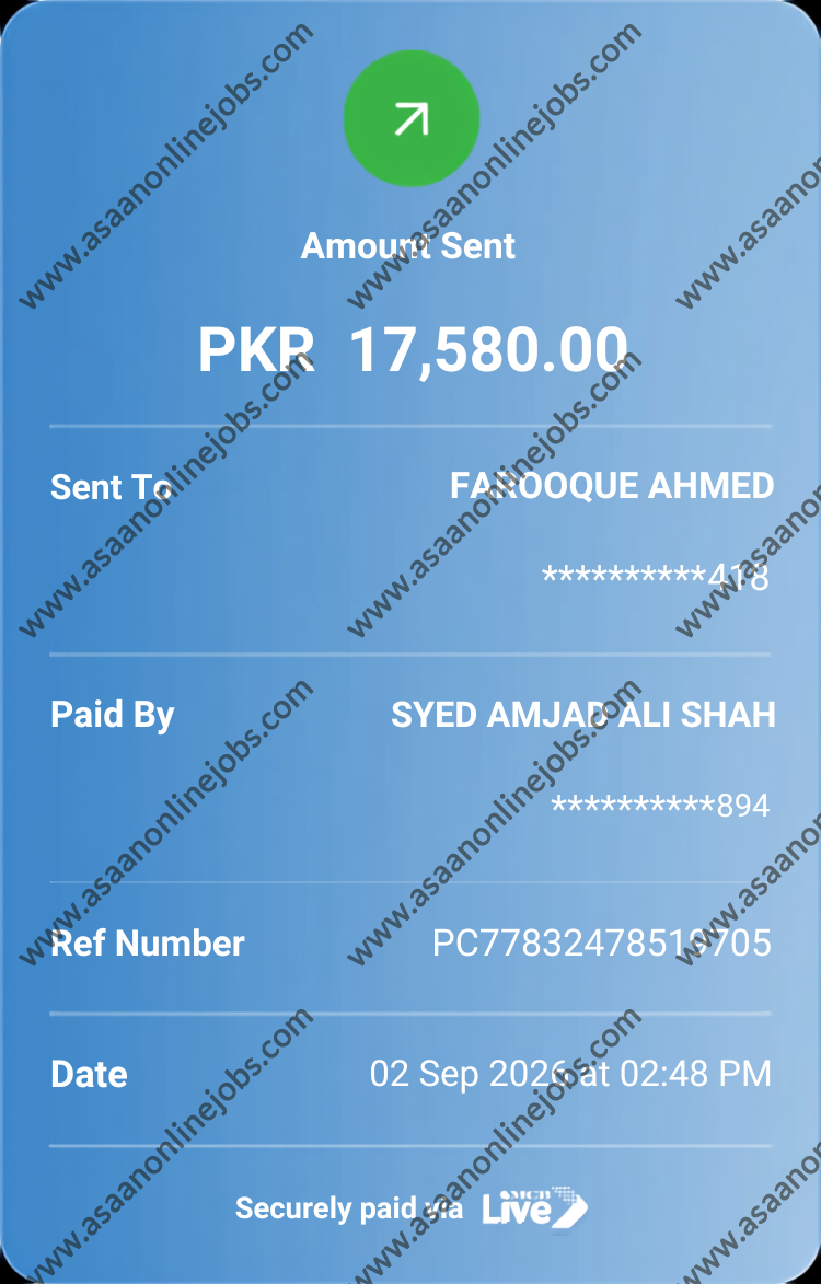 AsaanOnlineJobs payment proof